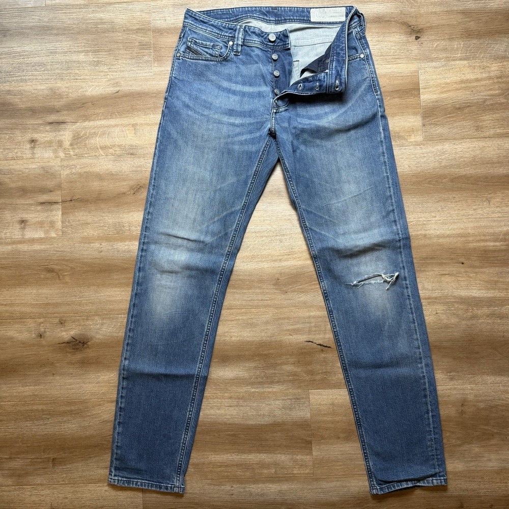 Diesel Larkee-Beex Jeans Men 30x34 Blue Regular Tapered Stretch Distressed 084TU